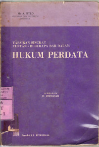 Tafsiran singkat tentang beberapa bab dalam hukum perdata : A. Pitlo